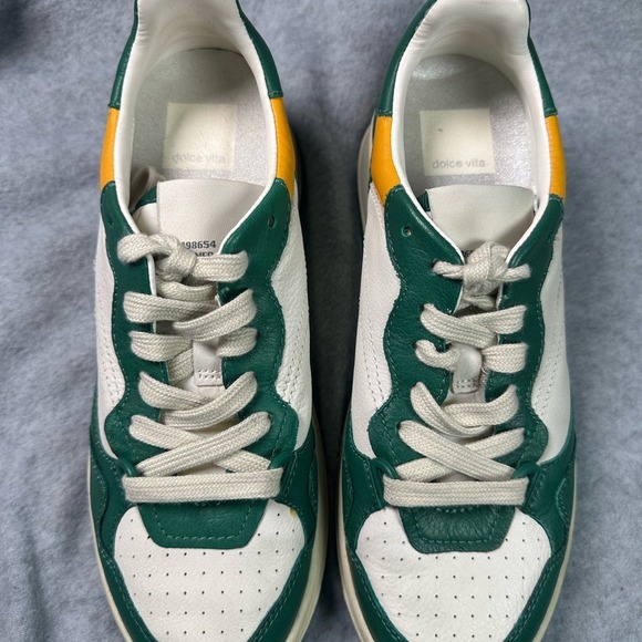 Dolce Vita Shoes - Dolce Vita Women's Leather Sneakers Green White‎ Yellow Lace Up